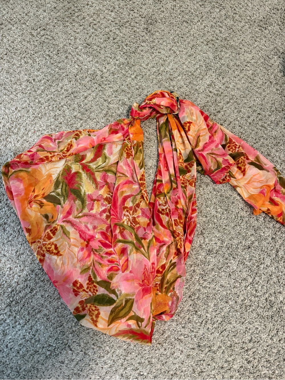 Cupshe Pink Orange Floral Swim Sarong